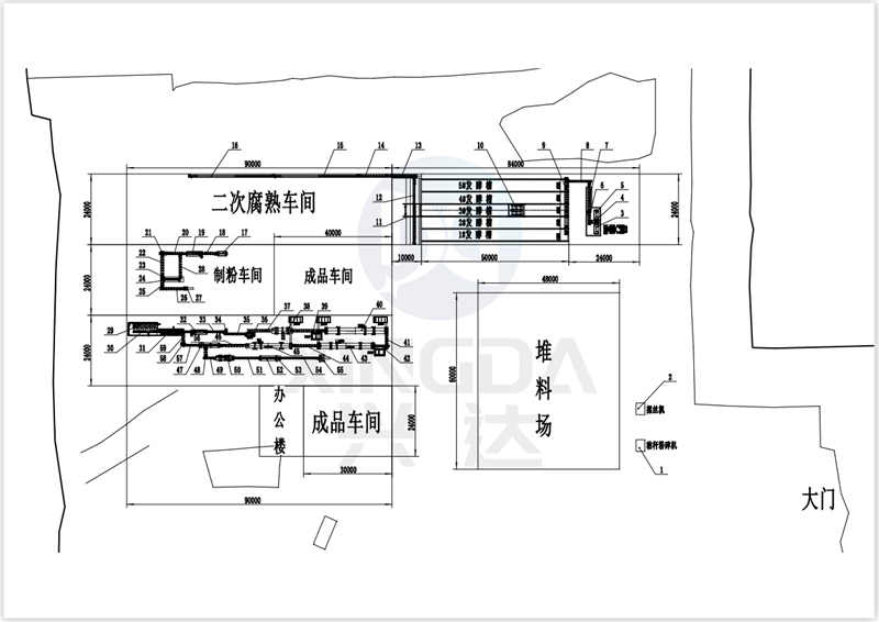 陜西恒達年產(chǎn)5萬噸有機肥生產(chǎn)線工藝圖